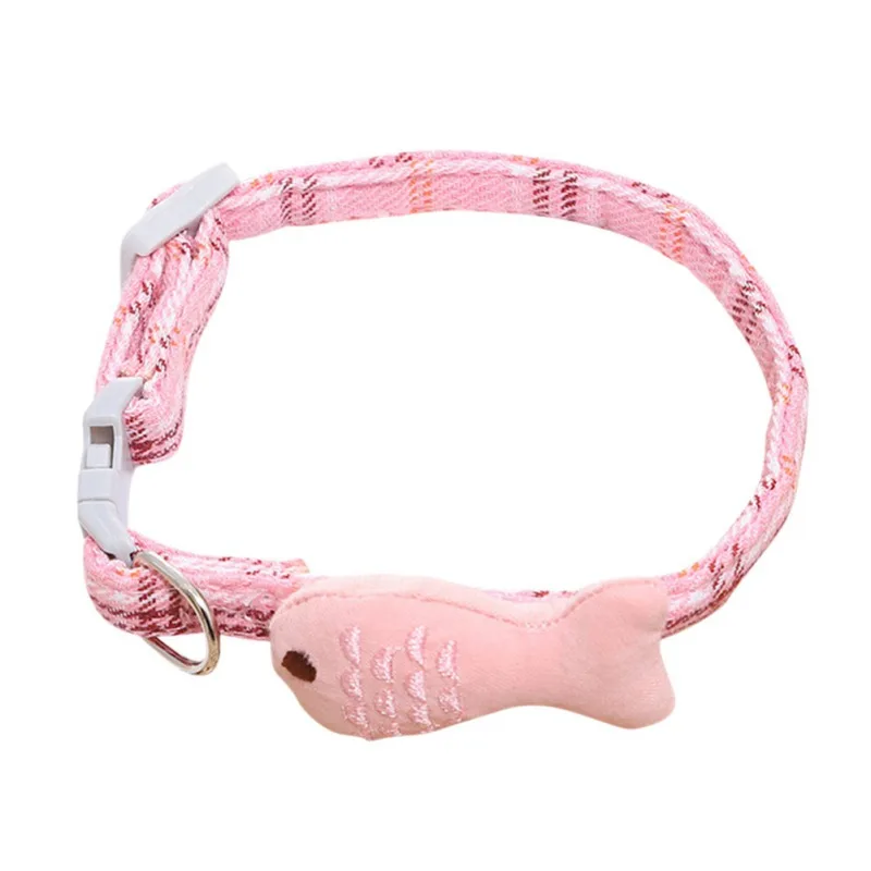 

Pet Cats Cute Embroidered Fish Collar Size Adjustable Snap-in Safety Buckle is Easy to Wear and Strong and Not Easy to