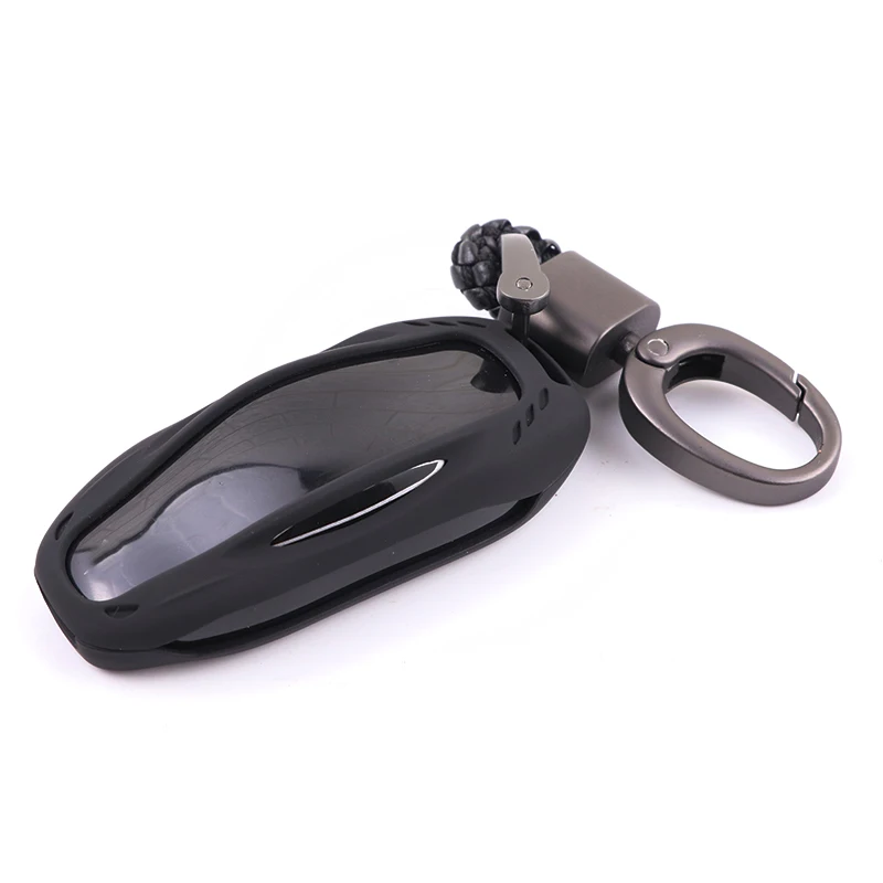 Роскошный Черный цвет чехол для ключа автомобиля сумка протектор Tesla Модель S с