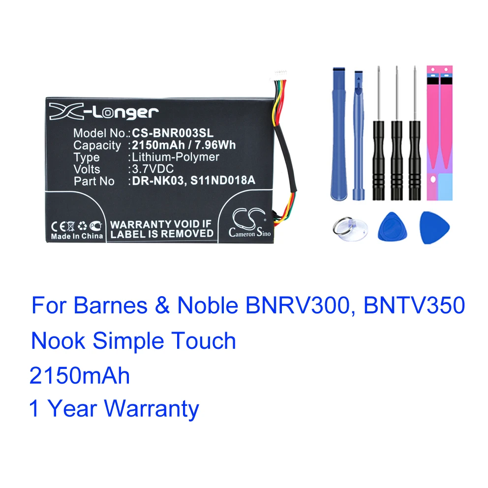 Электронная книга чтения электронных книг Батарея CS-BNR003SL для Barnes &amp Noble BNRV300 BNTV350