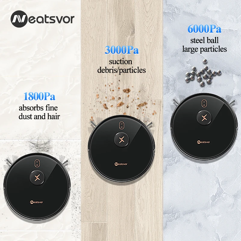 Робот пылесос NEATSVOR X600 Pro 6000 па Мощное всасывание автоматическая зарядка лазерная
