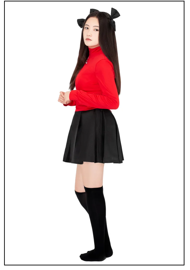 Fate Cosplay Ночной костюм Tohsaka Rin костюмы Красный Топ Юбка Женский на Хэллоуин |