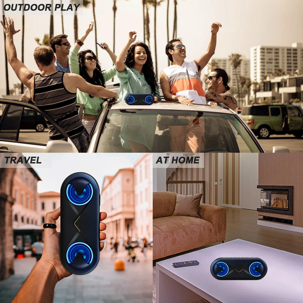 Портативный Bluetooth 5 0 динамик беспроводной 4D стерео звук громкий уличный двойной с