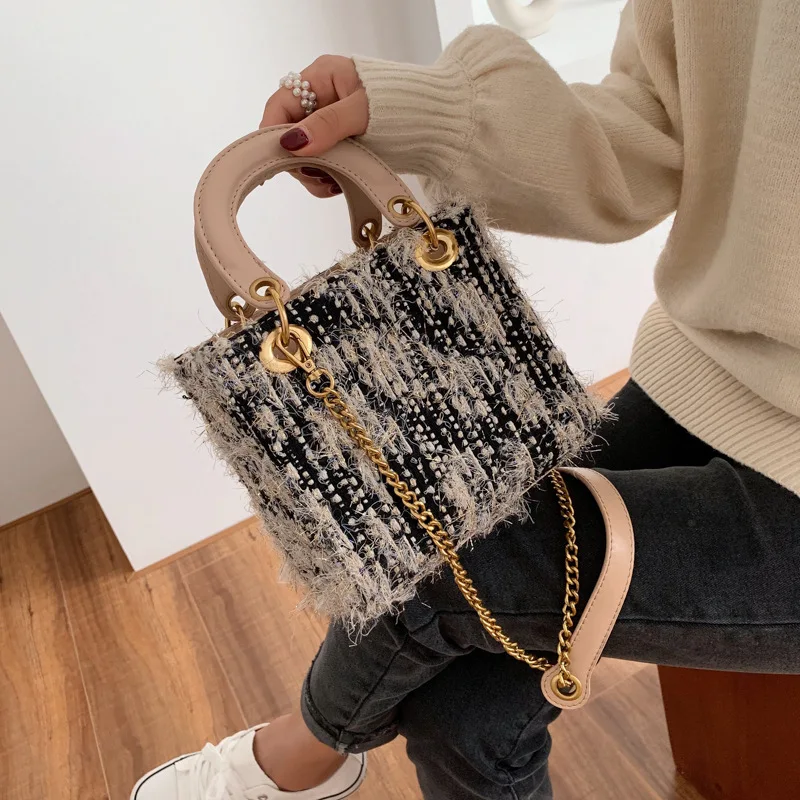 Роскошная женская сумка через плечо из меха и шерсти новинка зимы 2019 модная