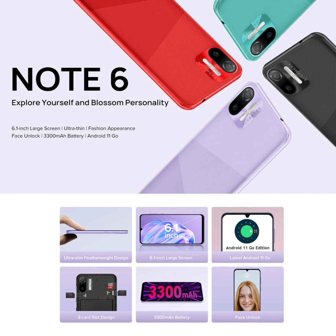Ulefone Note 6 смартфон на Android 11 четыре ядра экран 1 дюйма Гб + 32 ГБ | Мобильные телефоны и