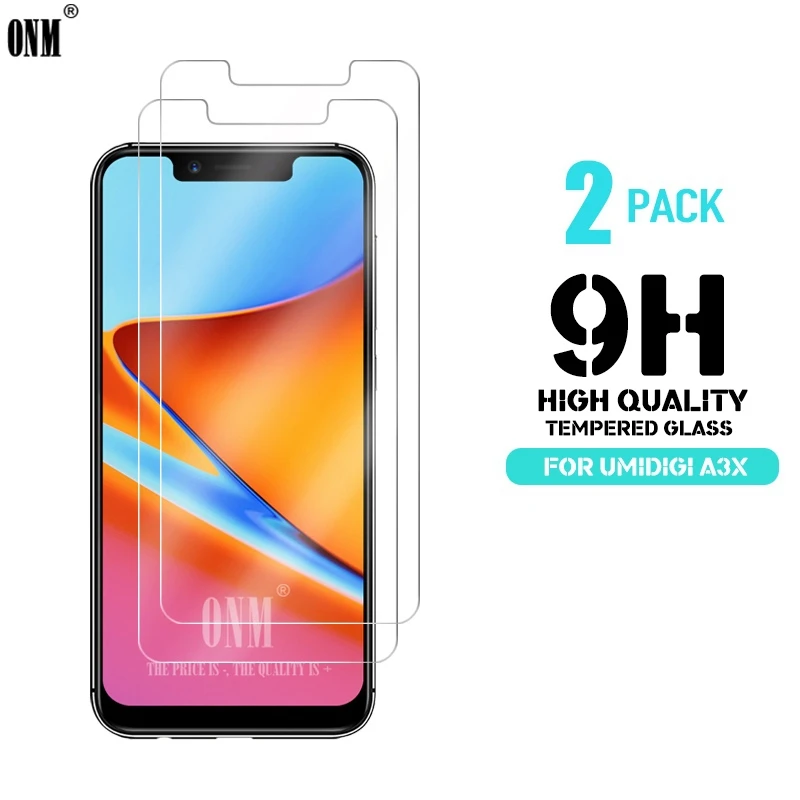 2 шт. закаленное стекло для UMIDIGI A3X Защитное экрана Премиум Закаленное защитная
