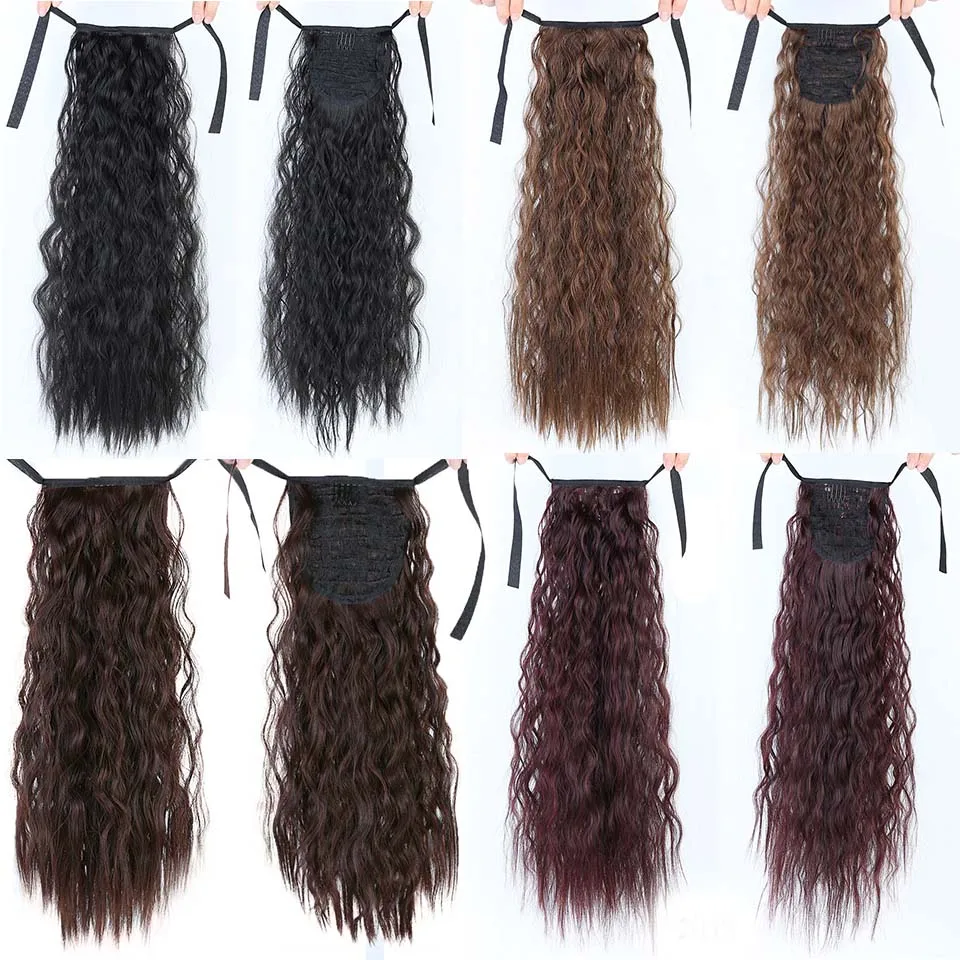 Lupu 22 дюйма длинные кукурузные завитые кулиски для женщин синтетические темно