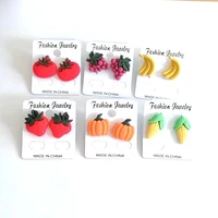 japan and south korea creative small earrings ring cute sweet cartoon fruit small earrings personality fashion earrings women