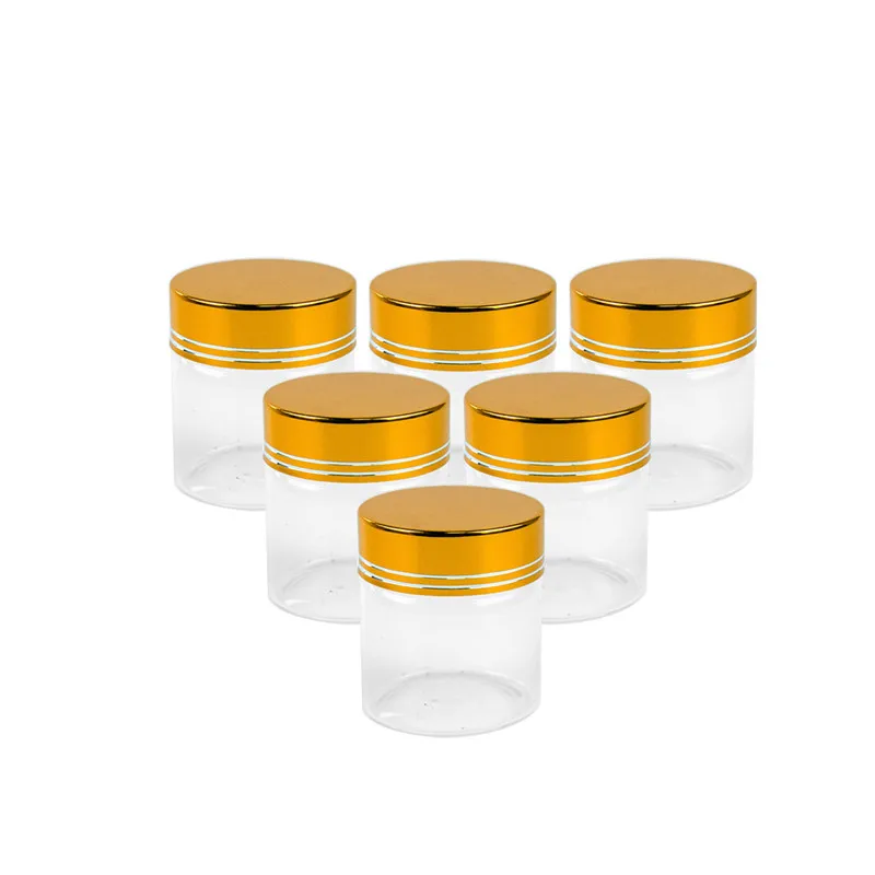 

47*50*34mm 50ml Transparent Glass Bottles Gold Screw Cap Empty Jars Glass Bottles Food Containers 24pcs Free Shipping