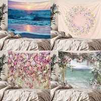 wholesale beautiful natural sceneries tapestry for home diy decorative small floral printed tapestry living room decorative