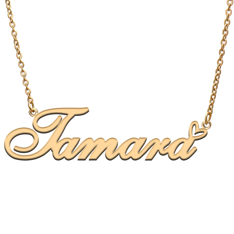

Tamara Name Tag Necklace Personalized Pendant Jewelry Gifts for Mom Daughter Girl Friend Birthday Christmas Party Present