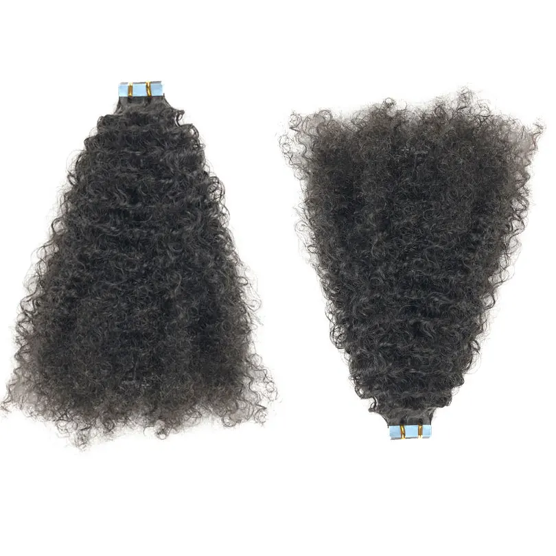 

Модные короткие вьющиеся перуанские человеческие волосы Remy для наращивания 40 шт. ленты для наращивания волос естественный цвет для салона