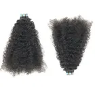 Модные короткие вьющиеся перуанские человеческие волосы Remy для наращивания 40 шт. ленты для наращивания волос естественный цвет для салона