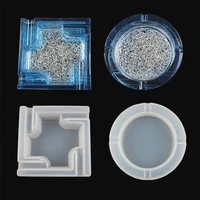 2021 new diy crystal epoxy mold mirror large ashtray silicone mold square circle diamond bottom ash storage box wholesale