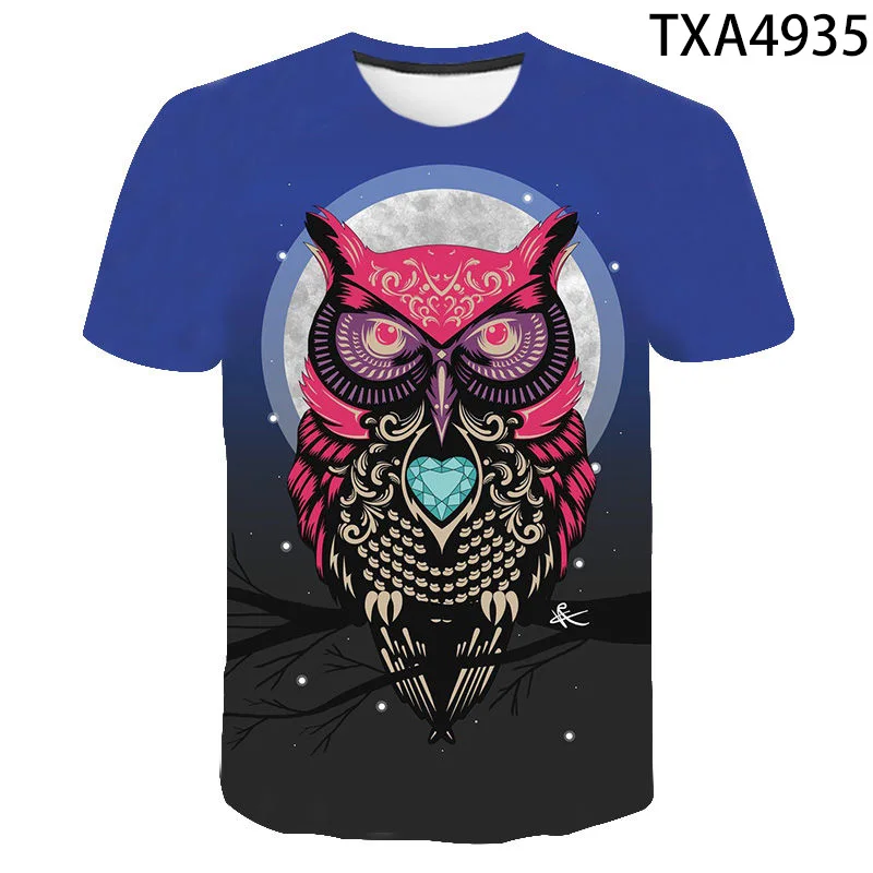 

New Casual Summer Owl 3D Printed T shirt Men Women Children Fashion Streetwear Cool Boy Girl Kids Short Sleeve Tops Tee