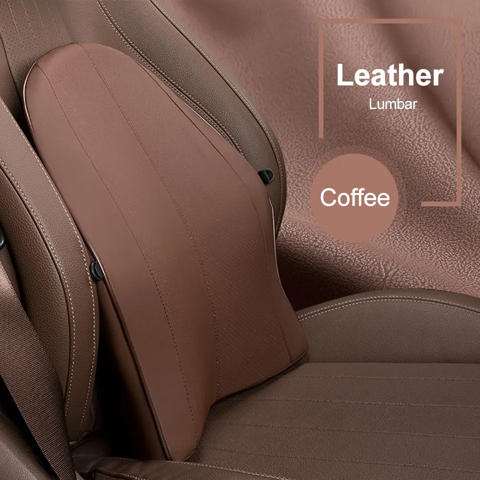 Coffeeleather Автомобильное u-образное сидение, подушка с памятью, подголовник, поясничная опора для комфортного универсального автомобиля, красный/бежевый/кофейный/черный, для вождения и путешествий - Цвет: Coffeeleather
