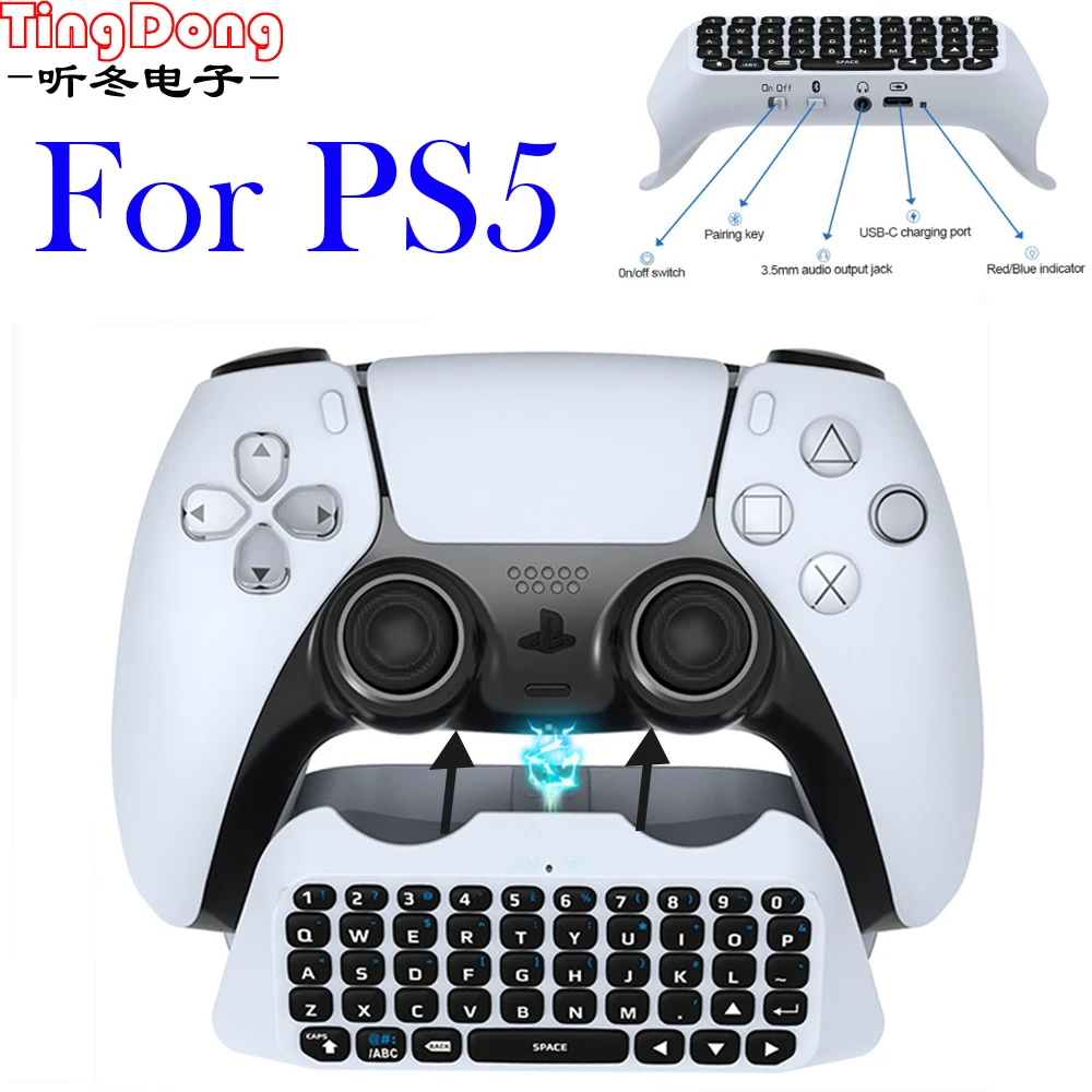 

3.5mm Wireless ABS Gamepad Keyboard Bluetooth-Compatible 3.0 Controller for SONY PS5 Playstation 5 Dualsence Built in Speaker