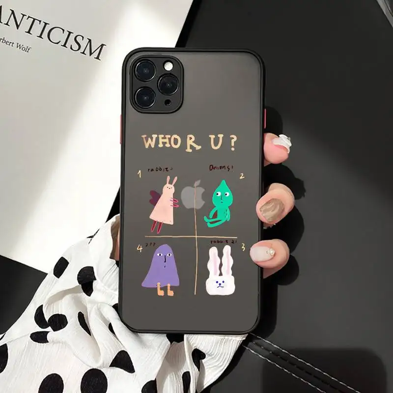 

Couples Cartoon Lovely Heart Painted Phone Cases matte transparent For iphone 7 8 11 12 plus mini x xs xr pro max cover