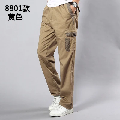 picture color Мужские брюки карго большого размера большие 5XL 7XL 8XL 9XL 10XL стрейч брюки Осень Военный стиль сафари прямые брюки карман Хаки 50 - Цвет: picture color