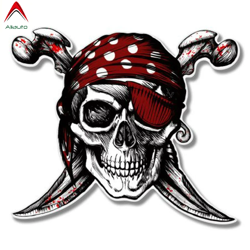

Aliauto Personality Car Sticker Pirate Skull Jolly Roger Retro-reflective Creative Waterproof Accessories PVC Decal,12*10cm