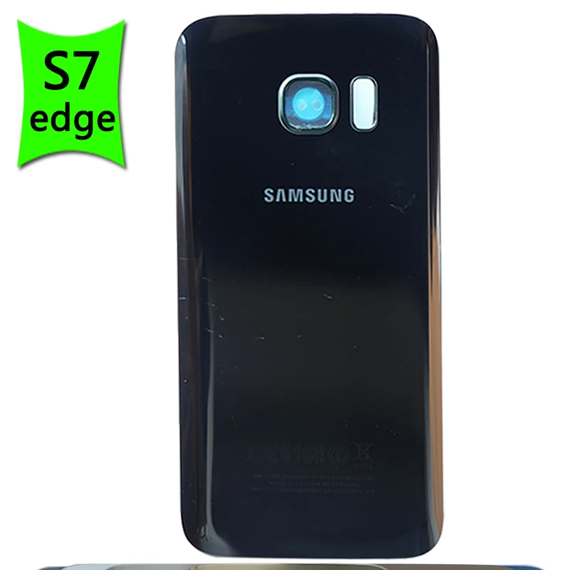 Чехол для аккумулятора S7 для samsung Galaxy S7 G930F/S7 edge G935F задняя крышка Задняя стеклянная дверная панель Корпус чехол - Цвет: S7 edge Black Lens