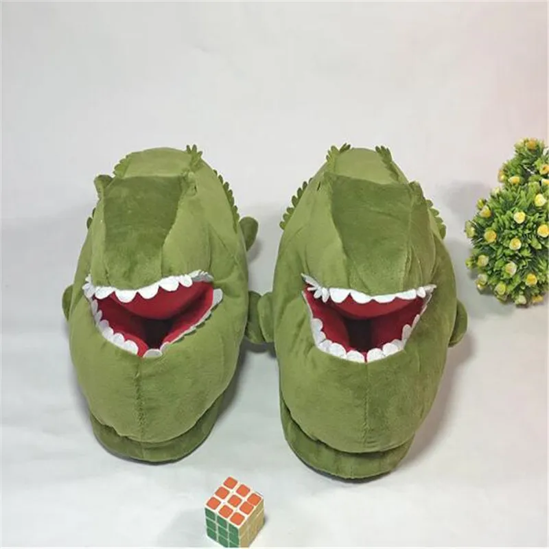 Женские зимние хлопковые шлепанцы Симпатичные Мультяшные крокодиловые с