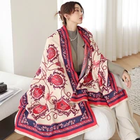retro autumn and winter new wild cashmere warm scarf women thickened double sided carriage air conditioning shawl scarf students