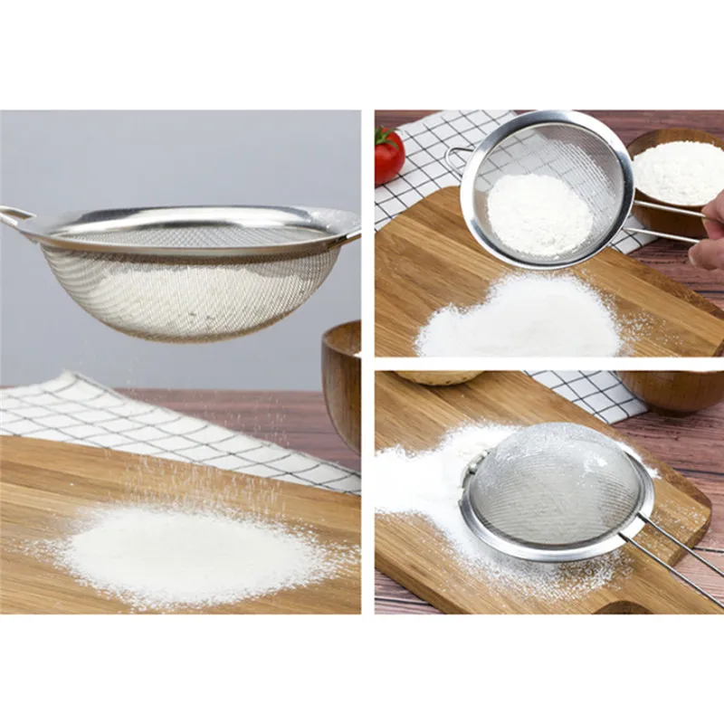 

Kichen Accessories Stainless Steel Wire Fine Mesh Oil Strainer Flour Sifter Sieve Colanders Kitchen Gadgets Colander Strainer