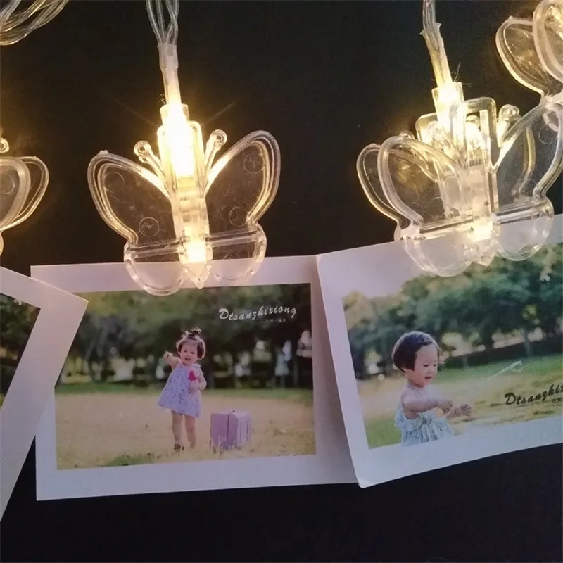 Светодиодная гирлянсветильник на батарейках с зажимом для фотографий