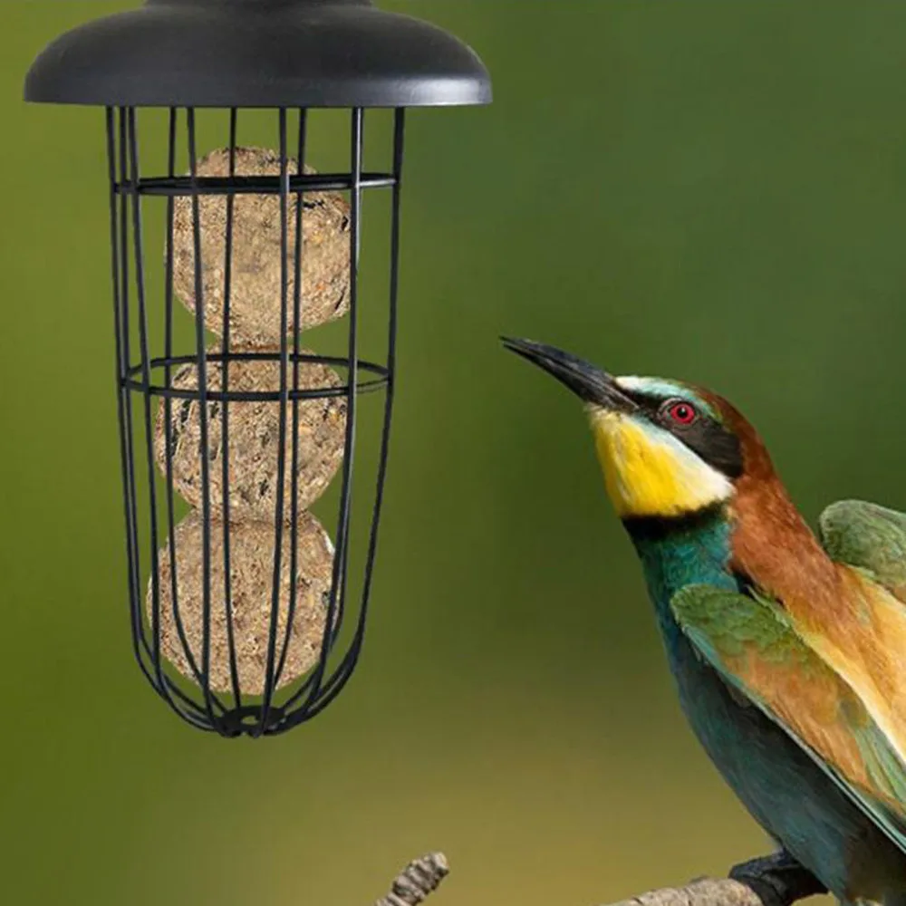 

Feeder Feeders Bird Feeding Tool Food Dispenser Automatic Carrying Outdoor Durable Metal Black Windproof Hanging