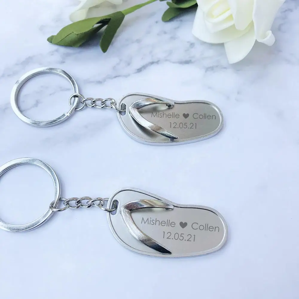 Персонализированный свадебный брелок с гравировкой мини-флип-флоп