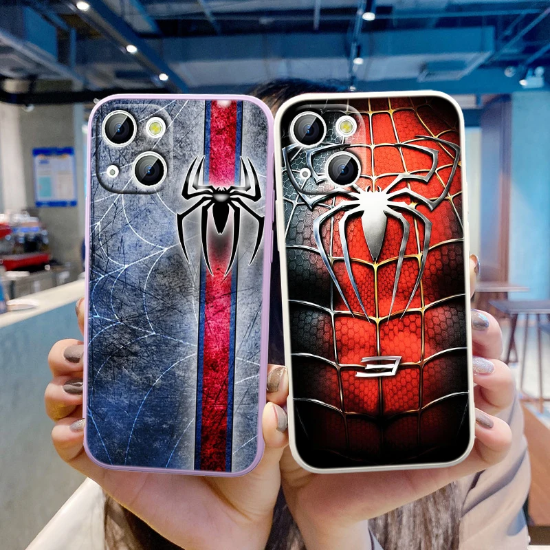 

Marvel SpiderMan Avengers Cool For Apple iPhone 13 12 Mini 11 Pro XS MAX XR X 8 7 6S SE Plus Liquid Soft Cover Phone Case