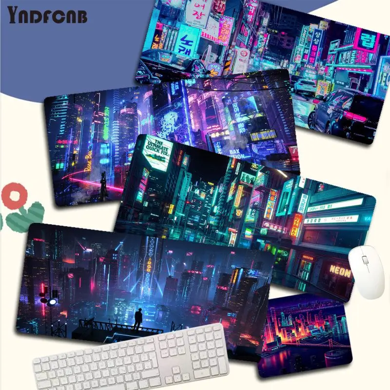 

Anime Colorful Neon City Rubber Gaming Mousepad Desk Mat Size For Small Mousepad Mouse Pad Keyboard Deak Mat For Cs Go LOL