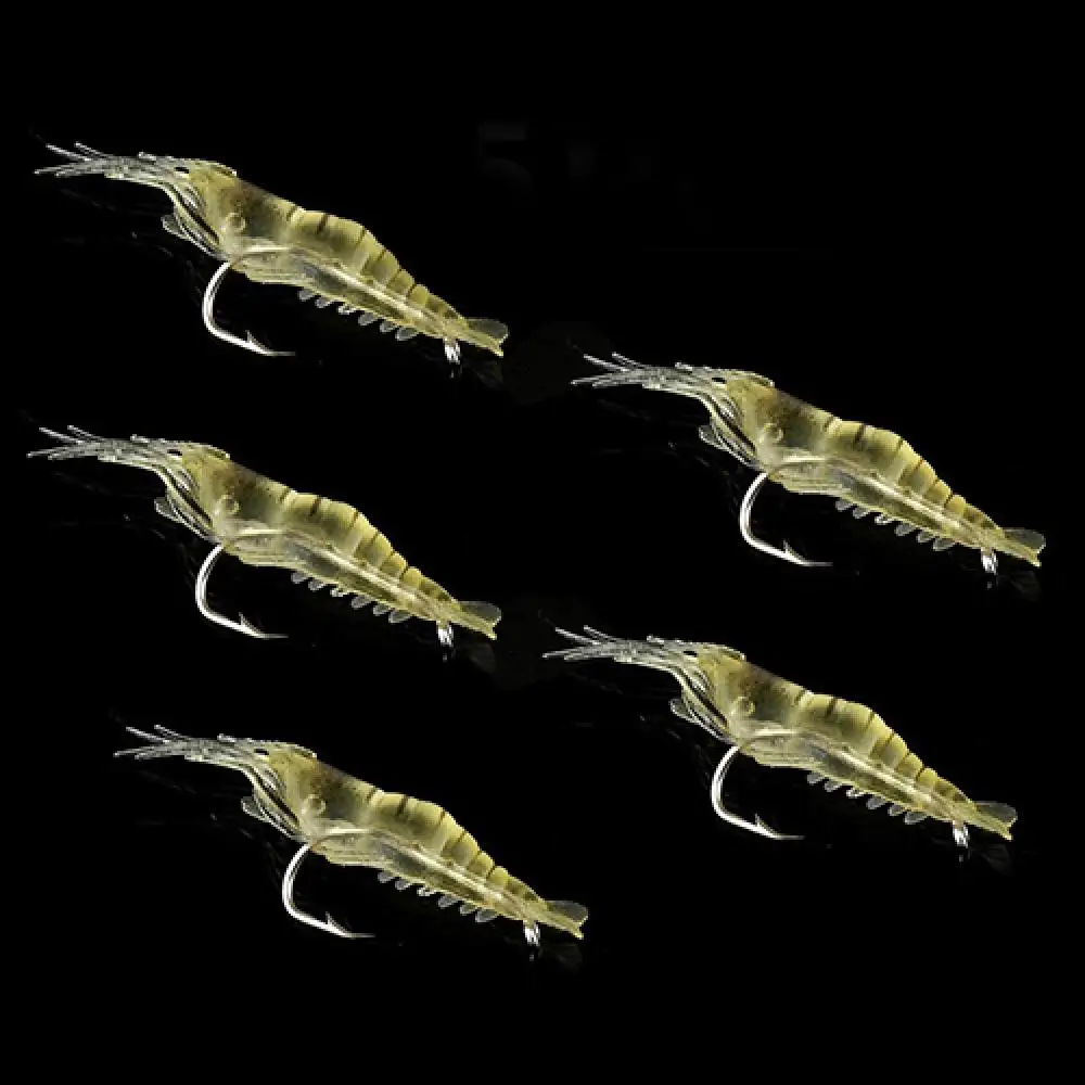 

5Pcs Fishing Lure Soft Lightweight Faux Vivid Shrimp Prawn Bait Hook Fishing Gear