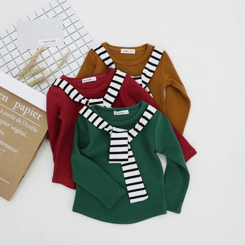 Новинка одежда для маленьких мальчиков и девочек футболки с длинным рукавом