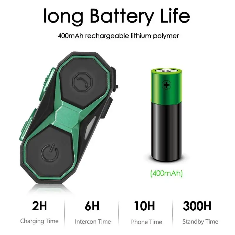 

New WT005 Motorcycle Helmet Headset Waterproof 1000m Wireless Bluetooth Hands-free BT Music FM Interphone DSP Noise Elimination