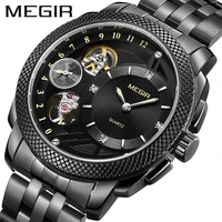 megir business watch for men luxury quartz watches stainless steel military wrist watches men clock hour time relogio masculino