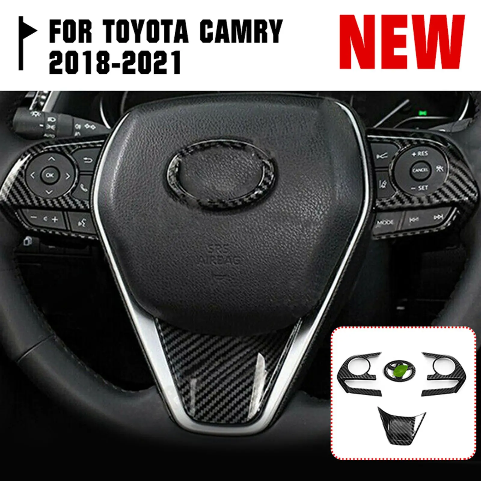 

4 шт. подходит для Toyota Camry 2018-2021, карбоновая рамка для руля автомобиля, отделка, автомобильные аксессуары, интерьер