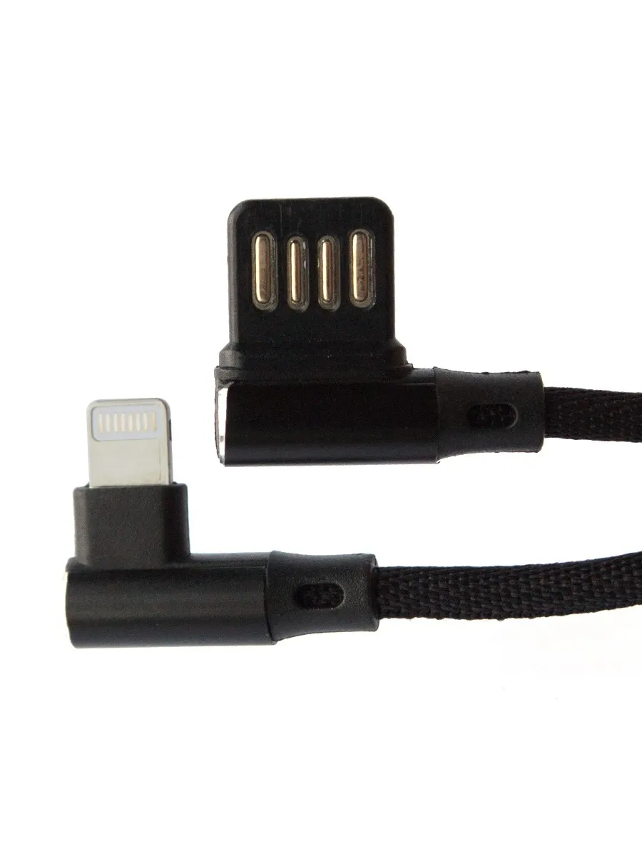 Дата-кабель ONEXT угловой 8-pin (Apple lightning) - USB-A 1 м нейлон черный | Мобильные телефоны и