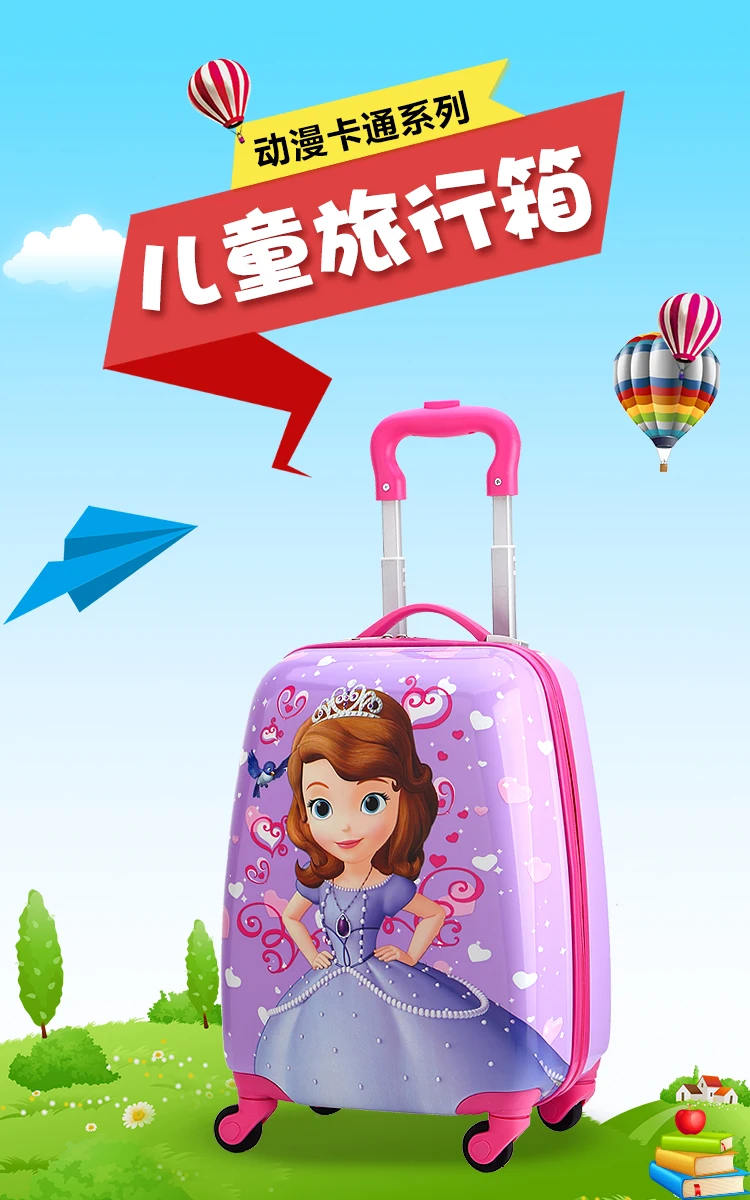 Children's Cartoon Suitcase Child Trolley Case Luggage Kids Schoolbags Travel Suitcase with Wheels 3D 18inch Case Kid's Toys Box