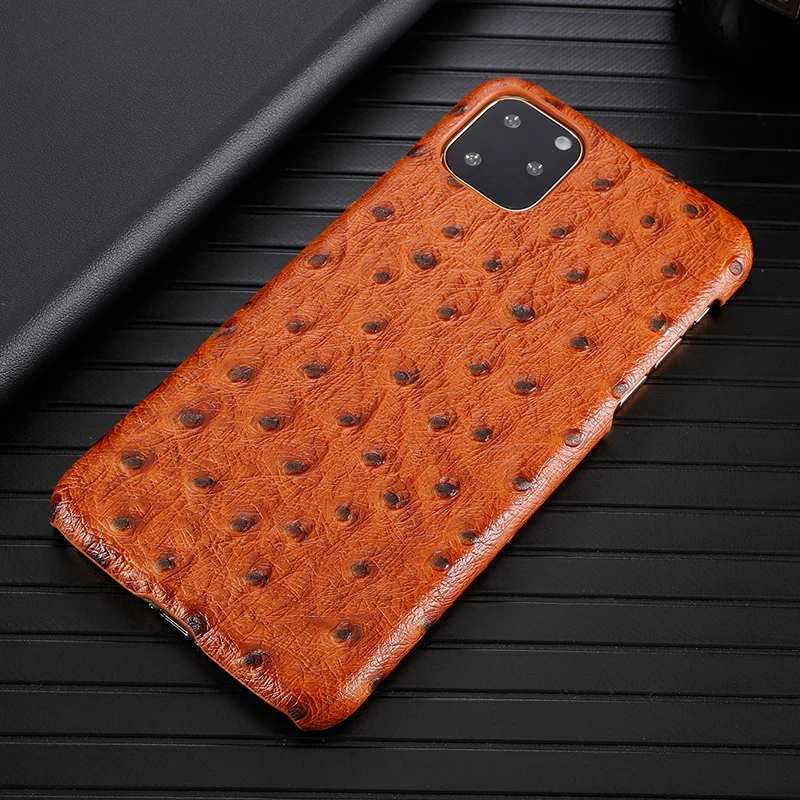 

Vintage For Apple Iphone 11 Pro Max X Xs Max Xr 7 8 Plus Case Luxury Ostrich Skin Genuine Leather Case Back Cover For Iphone Xs