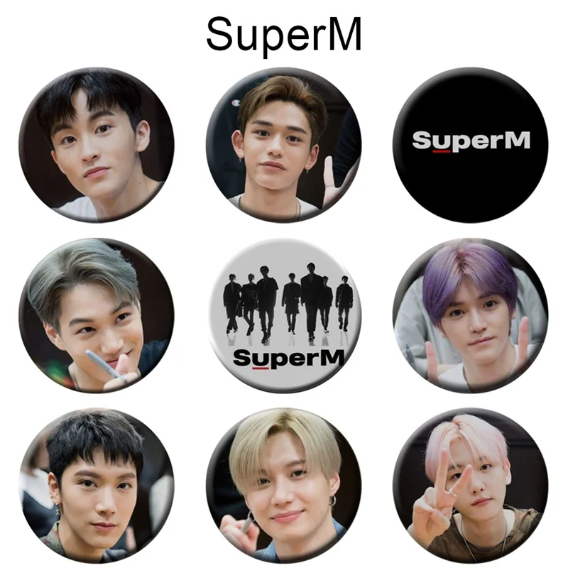 Значок KPOP SUPER M брошь 58 мм BAEKHYUN MARK TEN KAI LUCAS TAEMIN SuperM SHINee EXO GOT7|Броши| |