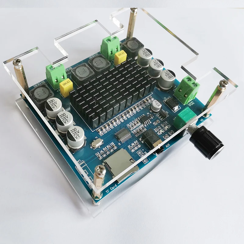 Черный 2*100 Вт TDA7498 Bluetooth 5,0 цифровой аудио усилитель доска двухканальный Класс D стерео Aux усилитель декодированный FLAC/APE/MP3/WMA/WAV - Цвет: Черный