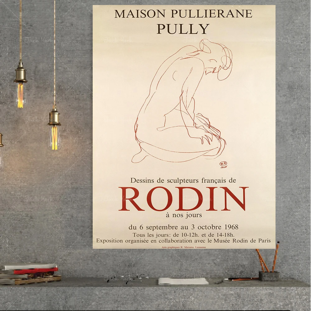 Винтажный выставочный плакат RODIN современное настенное искусство фотография
