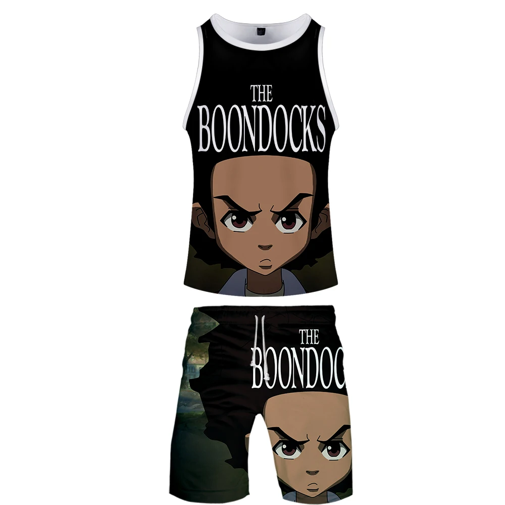 

The Boondocks Vest 3D Harajuku Tracksuit Two Piece Set Summer Casual Tank Tops+Shorts Casual Streetwear Unisex Suit Clothes