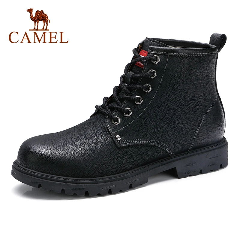 

CAMEL Official Original Men's High-top Leather Shoes British Style Tooling Boot Shoes Men Martin Boots Black Leisure Boots Male
