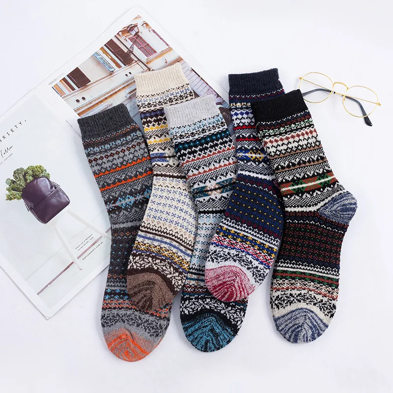 2022 New Products Autumn Winter Thickened Warm 5 Pairs Rabbit Wool Men Socks