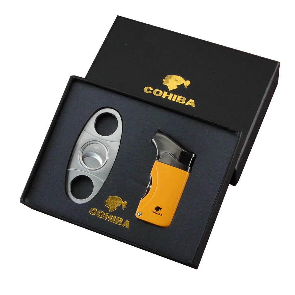 COHIBA зажигалка резак аксессуары набор газовые зажигалки острый сигарный нож набор с подарочной коробкой