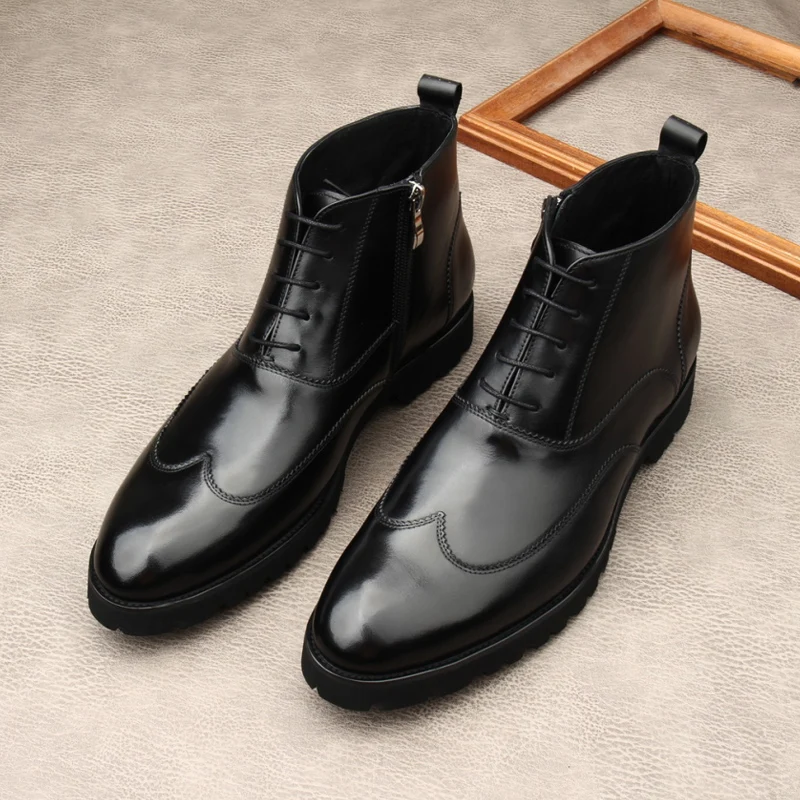 Ботинки Челси высокие топы. Воловья кожа кружево рабочая одежда круглая голова |