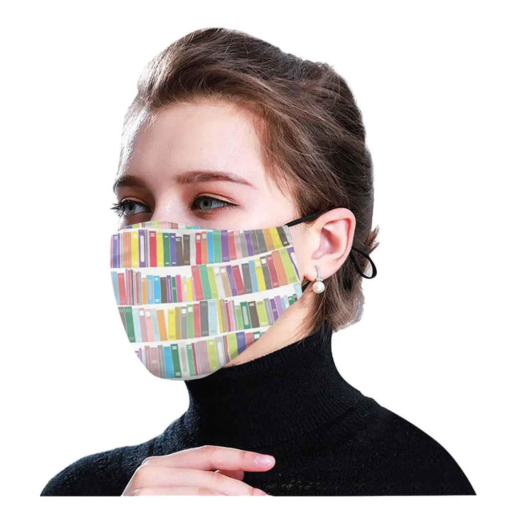 Book Printing Face Covering Skin-Friendly Shade Masks Colorful Mouth Caps Windproof Foggy Haze Protective Mask Mascarilla d5 | Спорт и