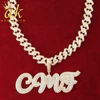 aokaishen custom name necklace for men personalized pendant double color letter charms hip hop street jewelry iced out